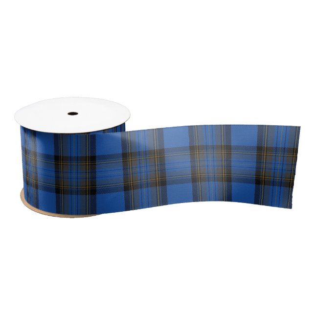 Isle of Skye Blue Tartan Plaid Pattern Big Satin Ribbon (Spool)