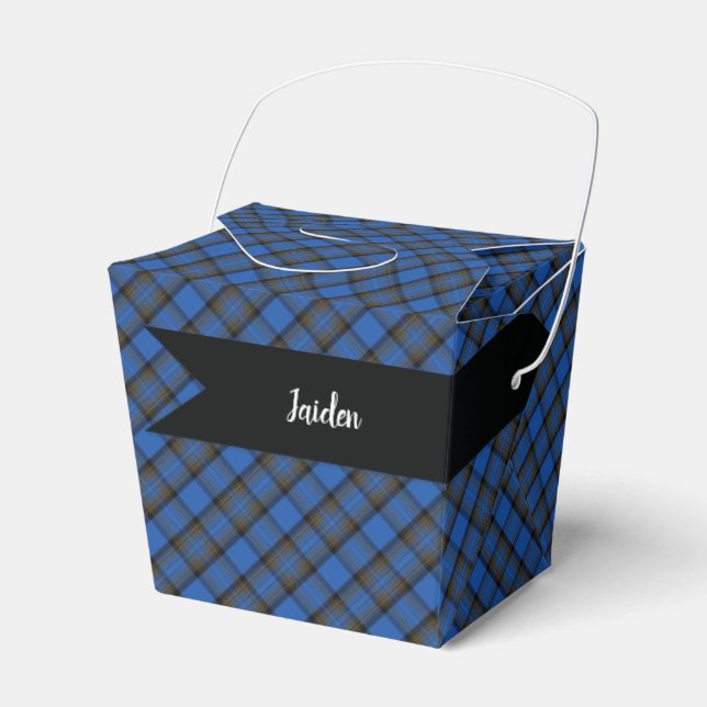 Isle of Skye Blue Tartan Plaid Pattern Favor Boxes (Front Side)