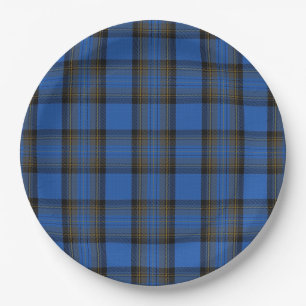 Isle of Skye Blue Tartan Plaid Pattern Paper Plates