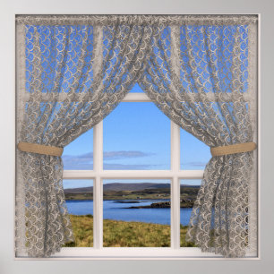 Isle of Skye (Scotland) Fake Window View with Lace Poster