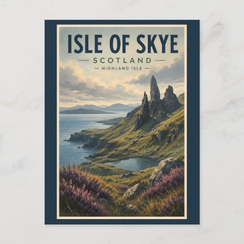 Isle of Skye Scotland Landscape Travel Art Retro Postcard