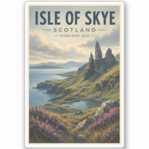 Isle of Skye Scotland Landscape Travel Art Retro Sticker