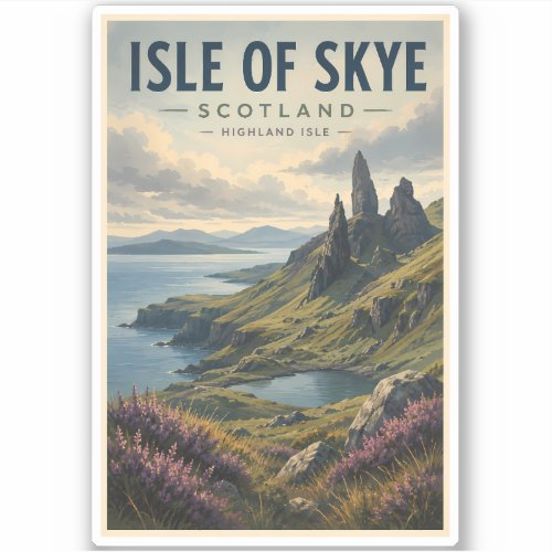 Isle of Skye Scotland Landscape Travel Art Retro Sticker
