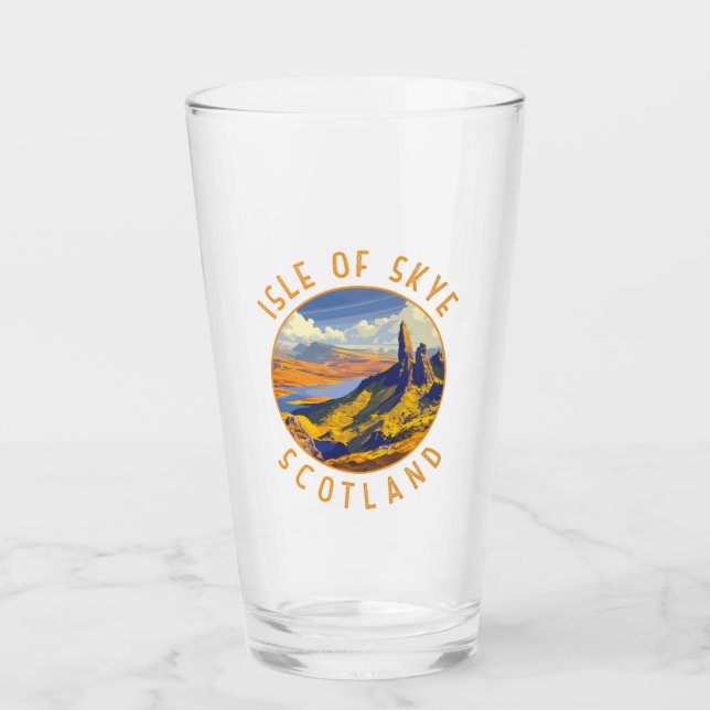 Isle of Skye Scotland Retro Distressed Circle Glass (Front)