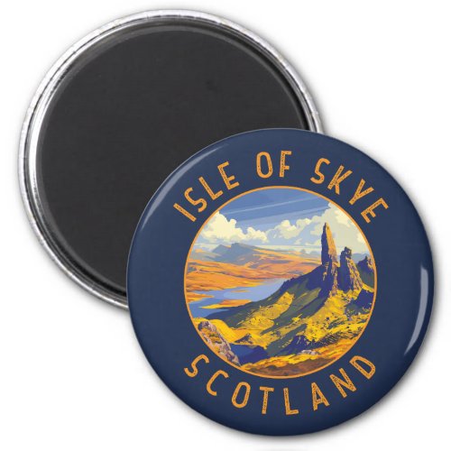 Isle of Skye Scotland Retro Distressed Circle Magnet