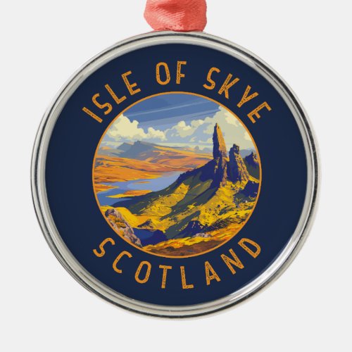 Isle of Skye Scotland Retro Distressed Circle Metal Ornament