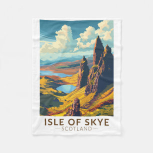 Isle of Skye Scotland Travel Art Vintage Fleece Blanket