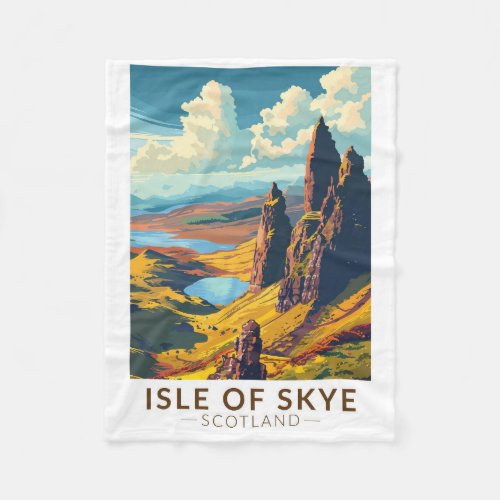 Isle of Skye Scotland Travel Art Vintage Fleece Blanket