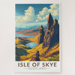 Isle of Skye Scotland Travel Art Vintage Jigsaw Puzzle<br><div class="desc">Isle of Skye retro vector travel design. The Isle of Skye,  connected to Scotland's northwest coast by bridge,  is known for its rugged landscapes,  picturesque fishing villages and medieval castles.</div>