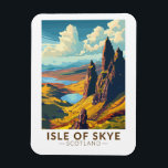 Isle of Skye Scotland Travel Art Vintage Magnet<br><div class="desc">Isle of Skye retro vector travel design. The Isle of Skye,  connected to Scotland's northwest coast by bridge,  is known for its rugged landscapes,  picturesque fishing villages and medieval castles.</div>