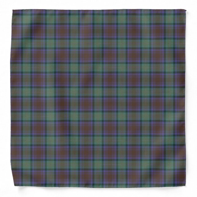 Isle Of Skye Tartan Plaid Green Pattern Bandana (Front)