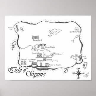 Isle of Synne - Line Map Poster