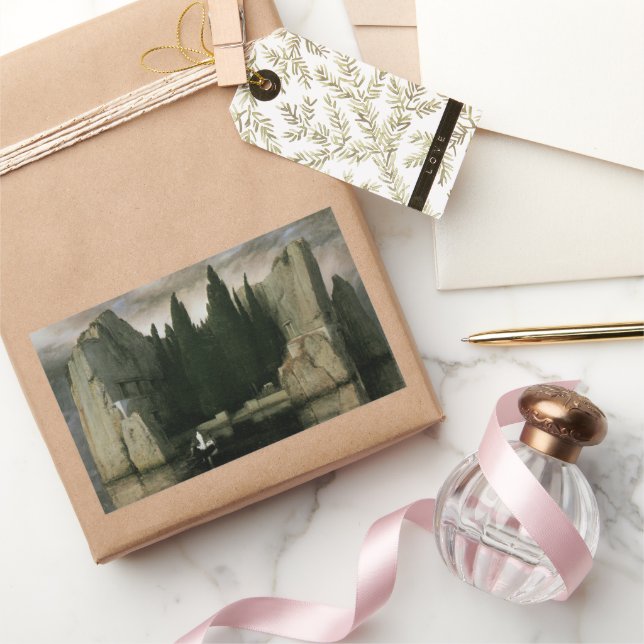 Isle of the Dead by Arnold Bocklin, Symbolism Art Rectangular Sticker (Gifting)