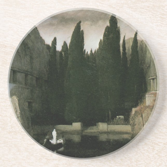 Isle of the Dead by Arnold Bocklin, Symbolism Art Sandstone Coaster (Front)