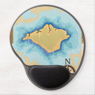 Isle of Wight Treasure map travel poster Gel Mouse Pad