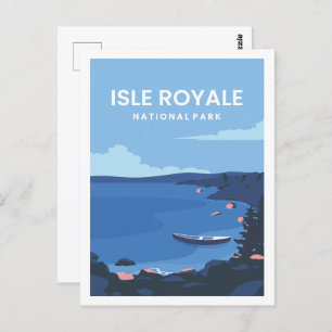 Isle Royale Famous Travel Place Illustration Postcard