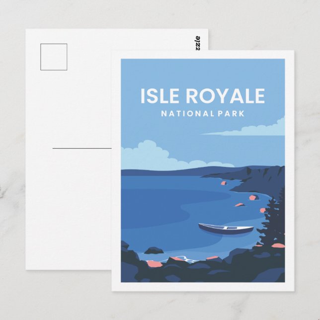 Isle Royale Famous Travel Place Illustration Postcard (Front/Back)