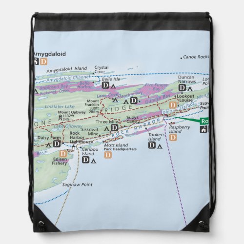 Isle Royale Michigan map backpack
