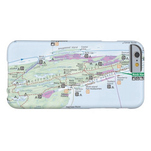 Isle Royale Michigan map phone case