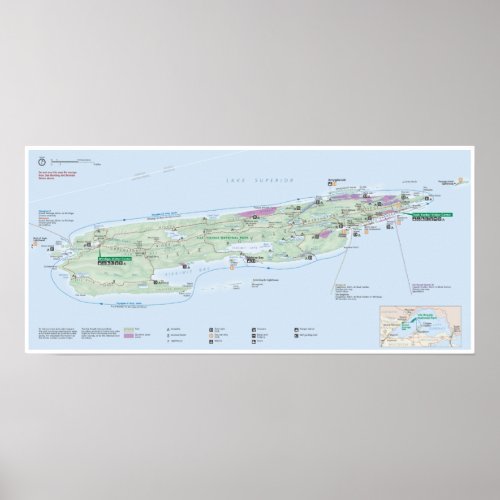 Isle Royale Michigan map poster