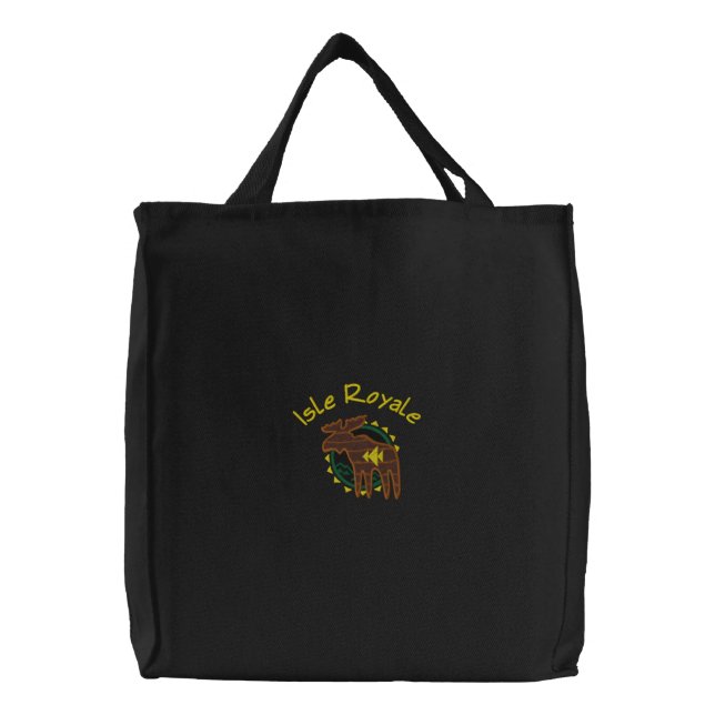 Isle Royale Michigan Moose Embroidered Bag (Front)