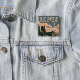 Isle Royale National Park Backpacking Travel Art Button