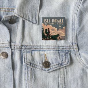Isle Royale National Park Backpacking Travel Art Button