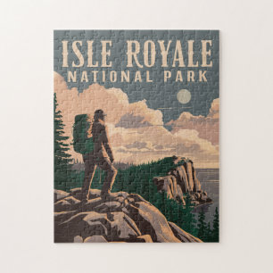 Isle Royale National Park Backpacking Travel Art Jigsaw Puzzle