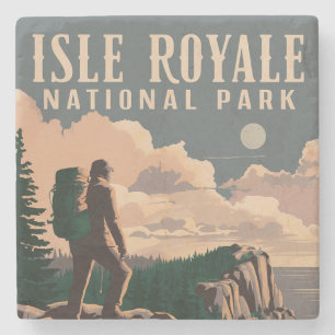 Isle Royale National Park Backpacking Travel Art Stone Coaster