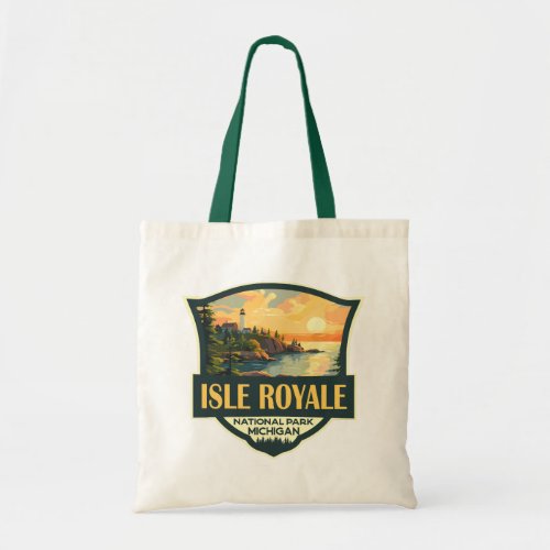 Isle Royale National Park Illustration Retro Badge Tote Bag