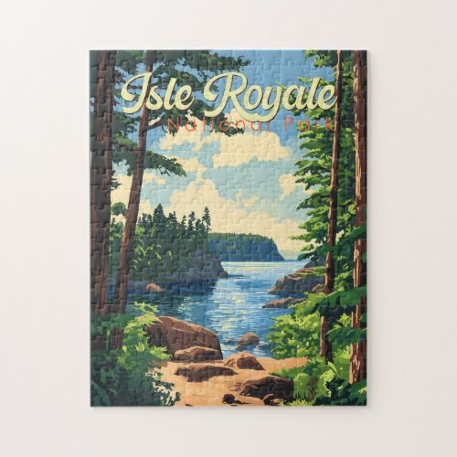 Isle Royale National Park Illustration Travel Art Jigsaw Puzzle