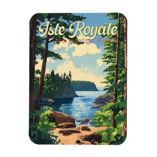 Isle Royale National Park Illustration Travel Art Magnet