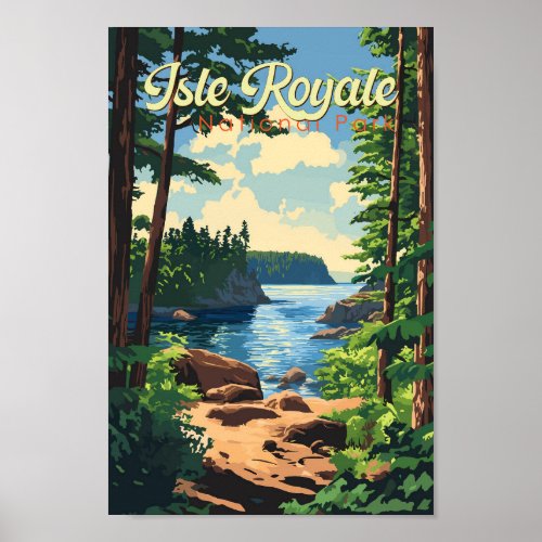 Isle Royale National Park Illustration Travel Art Poster