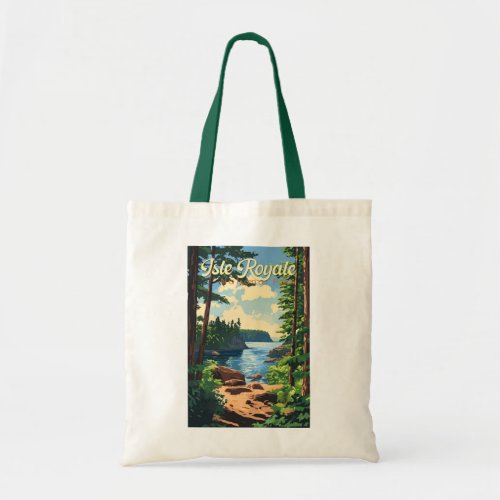 Isle Royale National Park Illustration Travel Art Tote Bag