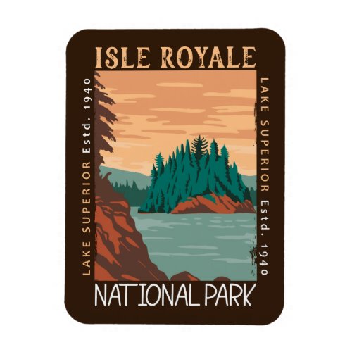 Isle Royale National Park Lake Superior Distressed Magnet