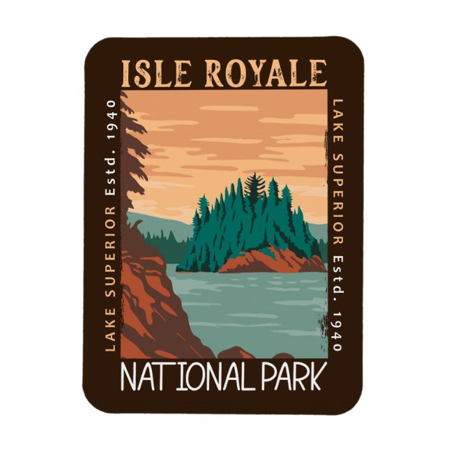 Isle Royale National Park Lake Superior Distressed Magnet (Vertical)