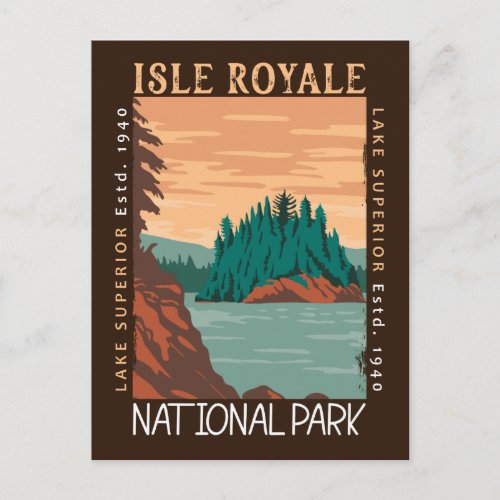 Isle Royale National Park Lake Superior Distressed Postcard