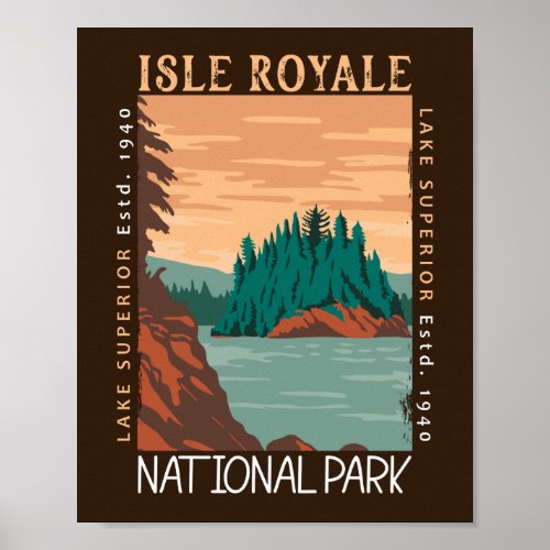 Isle Royale National Park Lake Superior Distressed Poster