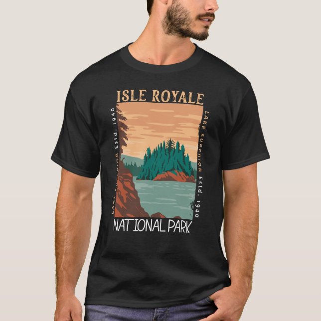 Isle Royale National Park Lake Superior Distressed T-Shirt (Front)