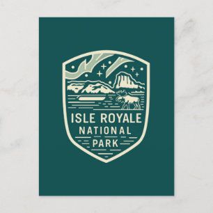 Isle Royale National Park Magical Night Emblem Holiday Postcard