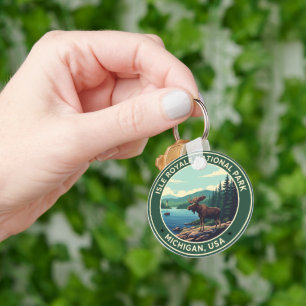 Isle Royale National Park Michigan Keychain Cust