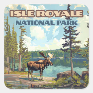 Isle Royale National Park Michigan Lake Square Sticker