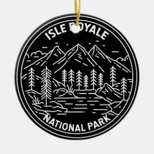 Isle Royale National Park Michigan Monoline Ceramic Ornament