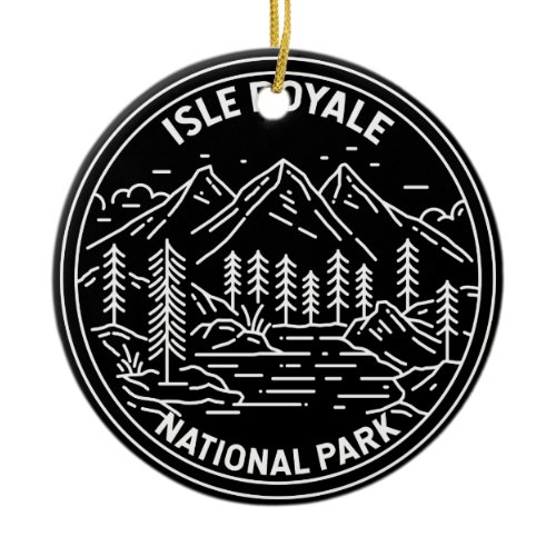 Isle Royale National Park Michigan Monoline Ceramic Ornament