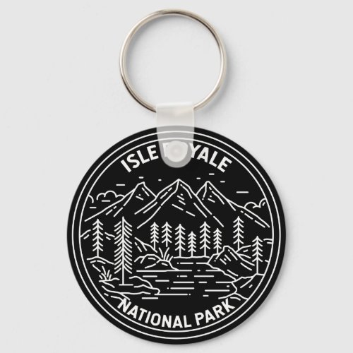 Isle Royale National Park Michigan Monoline Keychain