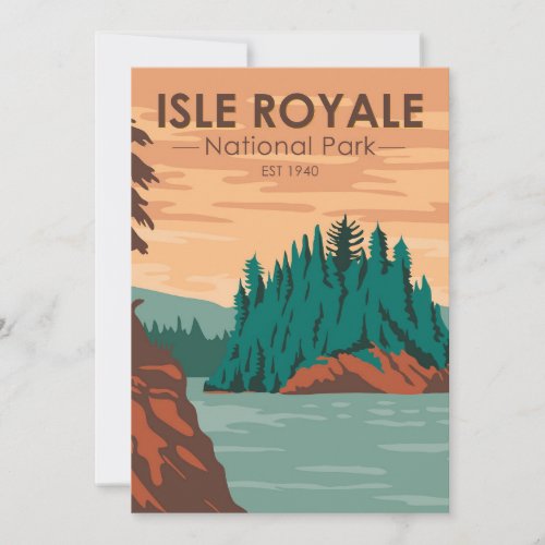 Isle Royale National Park Michigan Vintage  Holiday Card
