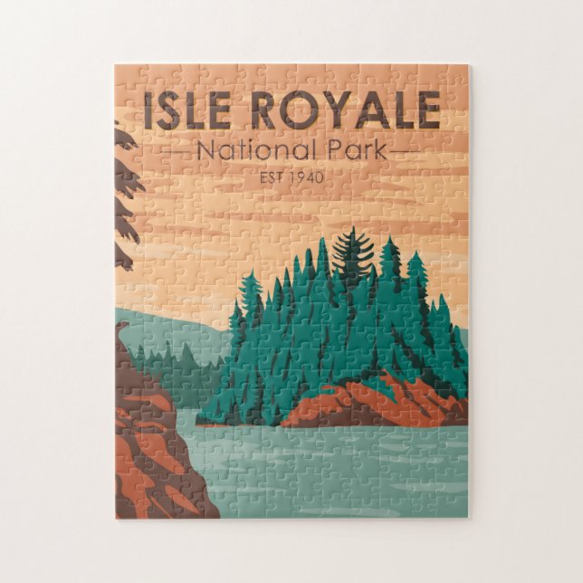 Isle Royale National Park Michigan Vintage Jigsaw Puzzle (Vertical)