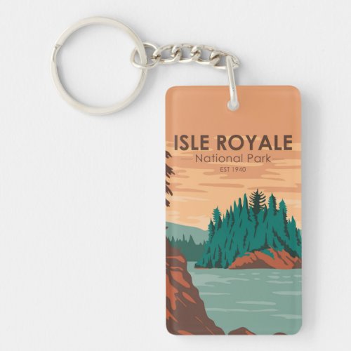 Isle Royale National Park Michigan Vintage Keychain