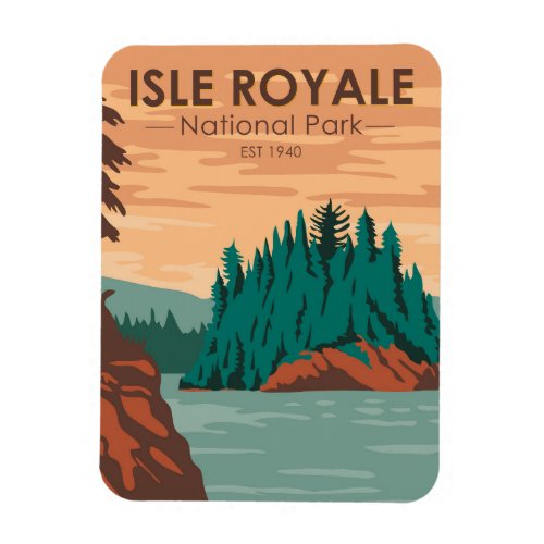 Isle Royale National Park Michigan Vintage Magnet