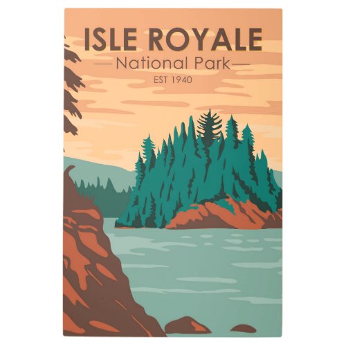 Isle Royale National Park Michigan Vintage  Metal Print